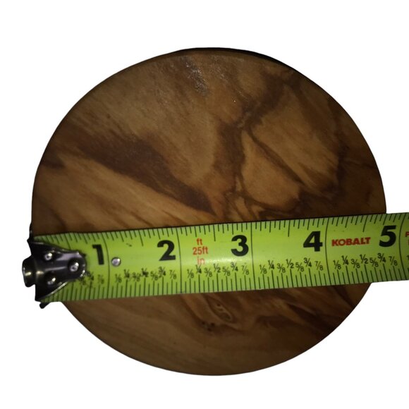 New NWT Olive Wood Double Salt Cellar with Swivel Magnetic Lid, Round - Picture 7 of 8